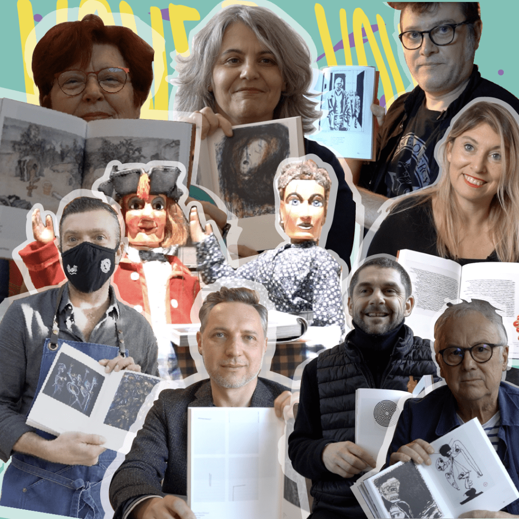 Les participant.e.s du projet « Voyez-vous ça ? » © Frac Picardie

Photomontage de plusieurs participants et participantes avec des carnets. 