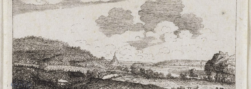 Eau-forte représentant des vignobles aux environs de Prague.